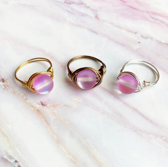Pink Mystic Aura Quartz Ring