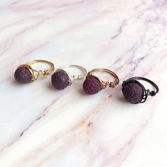 Purple Lava Stone Ring